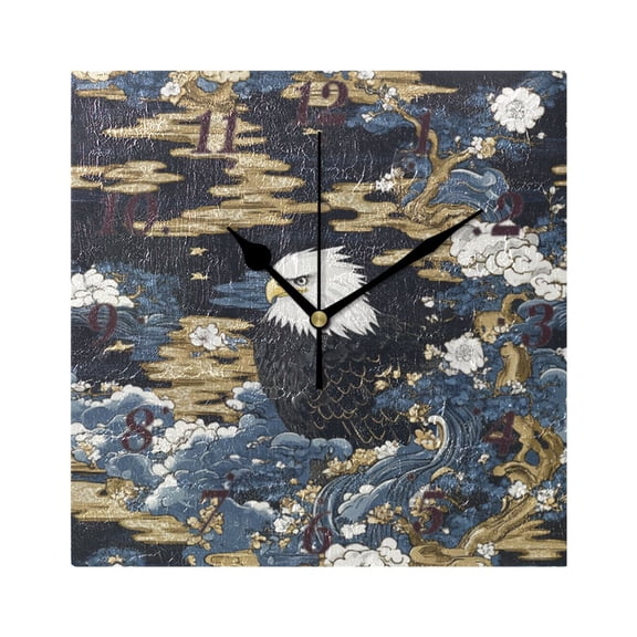 Eagle Pattern Wall Clock Square Clock Decoration Creative Clock Dual Use Black Pointer 7.78in
