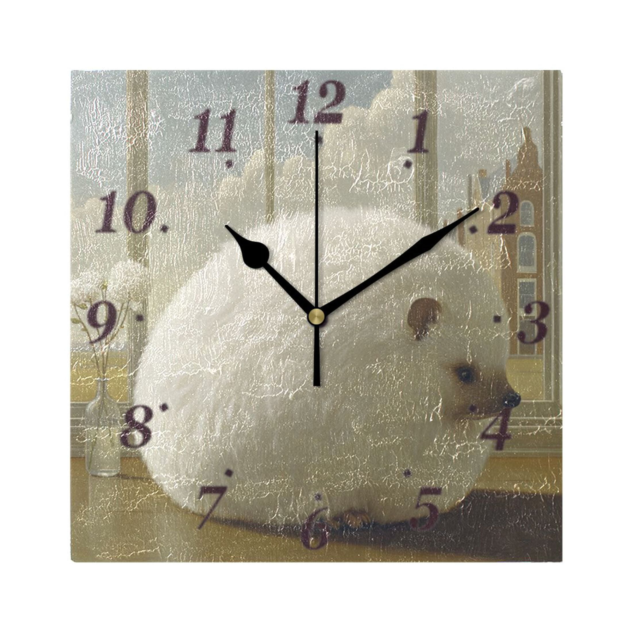 Fat Hedgehog Wall Clock Square Clock Decoration Creative Clock Dual Use ...