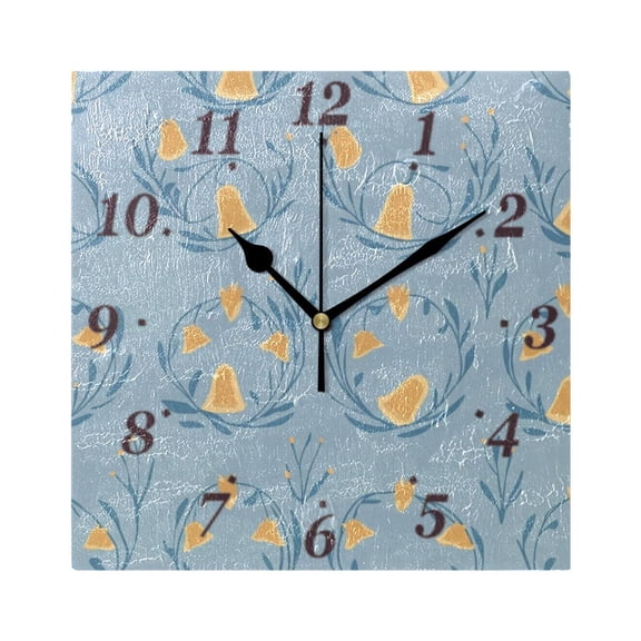 Flower Crown Pattern Wall Clock Square Clock Decoration Creative Clock Dual Use Black Pointer 7.78in