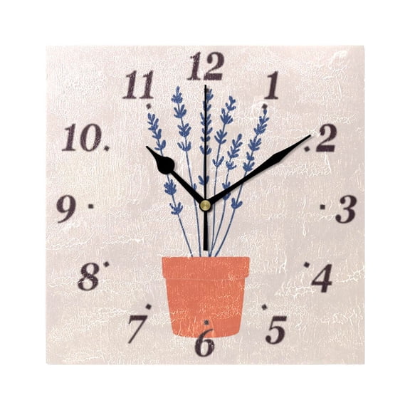 Flower Pot Wall Clock Square Clock Decoration Creative Clock Dual Use Black Pointer 7.78in