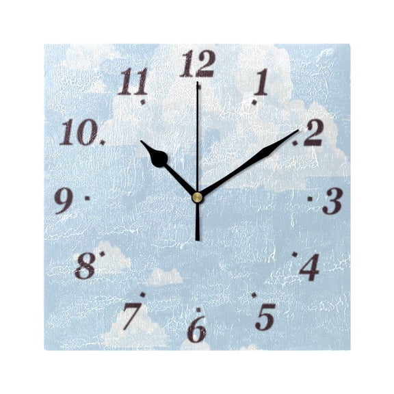 Fluffy Clouds Wall Clock Square Clock Decoration Creative Clock Dual Use Black Pointer 7.78in