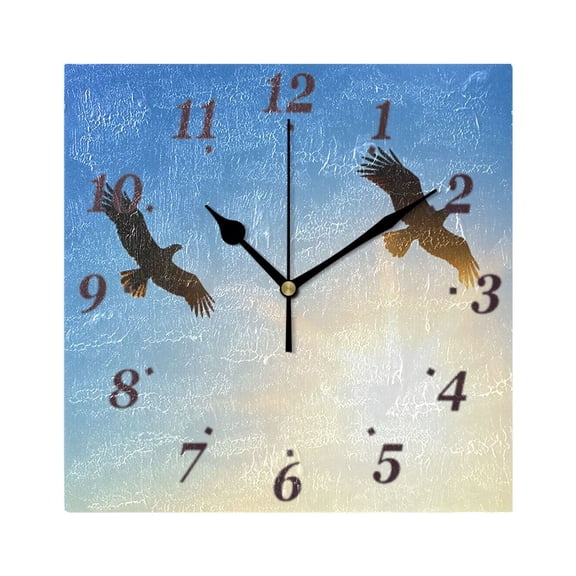 Flying Eagle Wall Clock Square Clock Decoration Creative Clock Dual Use Black Pointer 7.78in