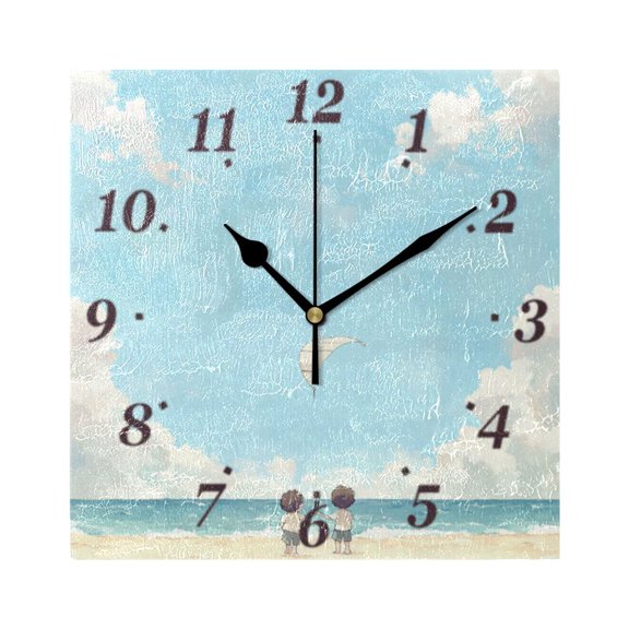 Flying Kites Wall Clock Square Clock Decoration Creative Clock Dual Use Black Pointer 7.78in