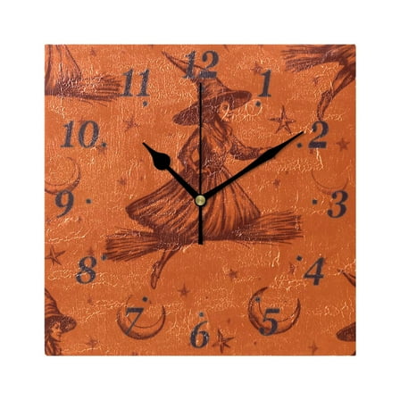 Flying Witch Wall Clock Square Clock Decoration Creative Clock Dual Use Black Pointer 7.78in