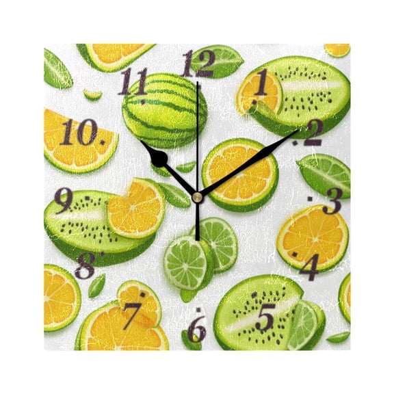 Fruity Fun Wall Clock Square Clock Decoration Creative Clock Dual Use Black Pointer 7.78in