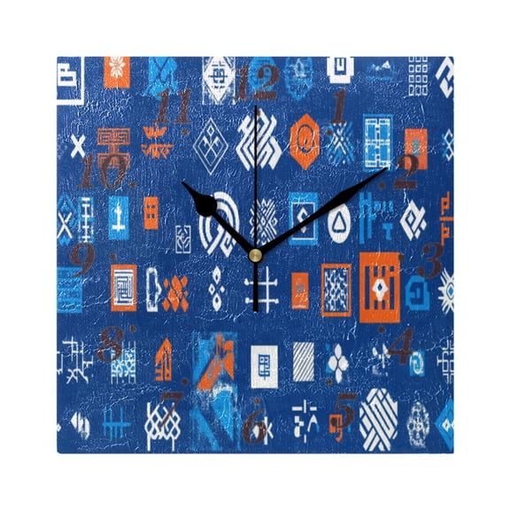 Geometric Style Symbols Wall Clock Square Clock Decoration Creative Clock Dual Use Black Pointer 7.78in