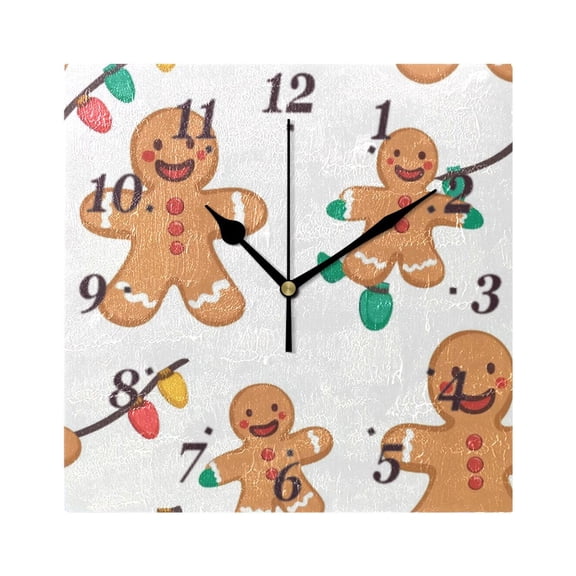 7.78in Gingerbread Man Element Square Wall and Table Clock Dual Use Vintage Design in Black or Gold