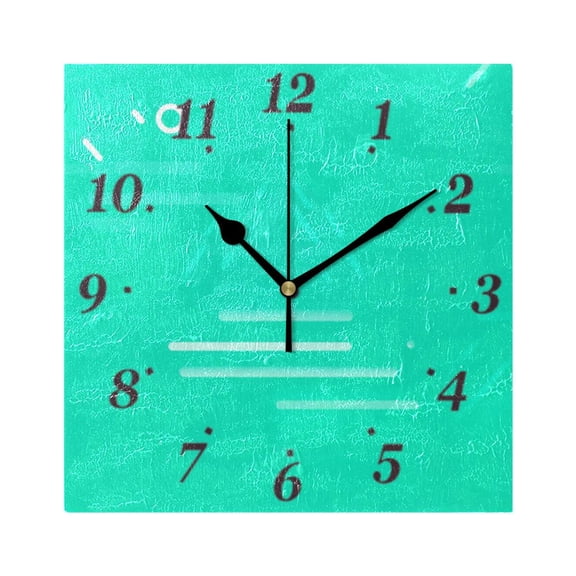 Green Abstract Geometric Wall Clock Square Clock Decoration Creative Clock Dual Use Black Pointer 7.78in