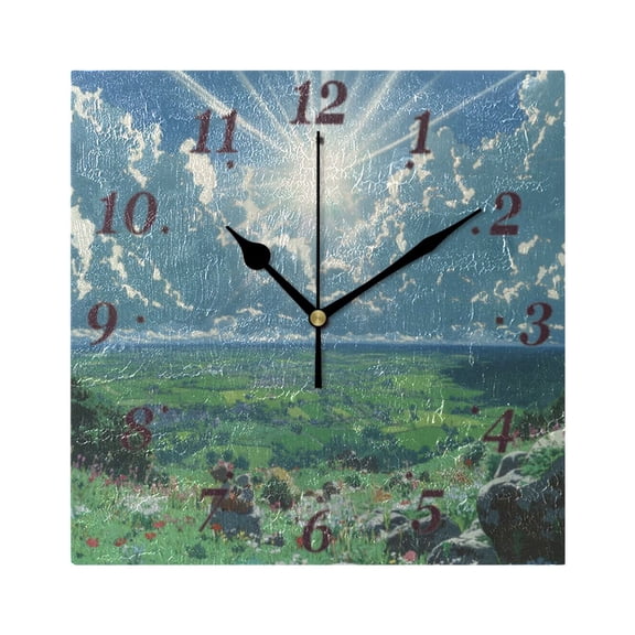 7.78in Green Valley Square Wall and Table Clock Dual Use Vintage Design in Black or Gold