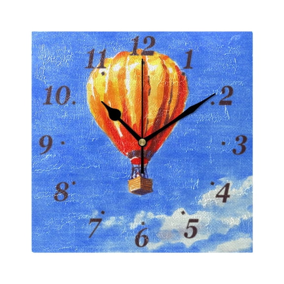Hot Air Balloon Wall Clock Square Clock Decoration Creative Clock Dual Use Black Pointer 7.78in
