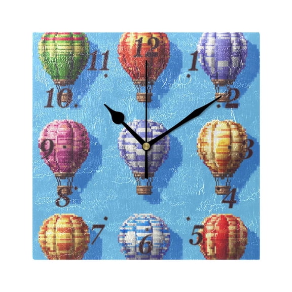 Hot Air Balloons Wall Clock Square Clock Decoration Creative Clock Dual Use Black Pointer 7.78in