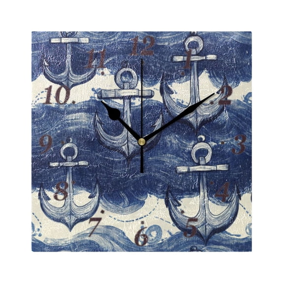 7.78in Marine Elements Pattern Square Wall and Table Clock Dual Use Vintage Design in Black or Gold