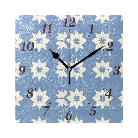 Minimalist Floral Pattern Wall Clock Square Clock Decoration Creative Clock Dual Use Black Pointer 7.78in