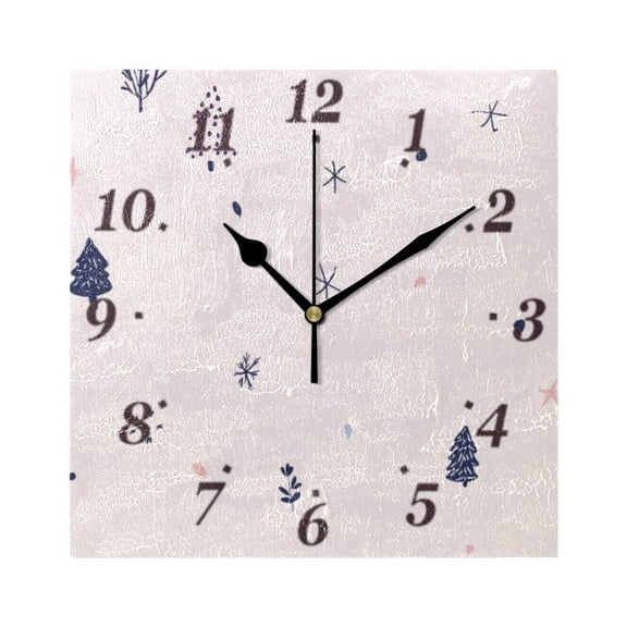 Minimalist Illustration Wall Clock Square Clock Decoration Creative Clock Dual Use Black Pointer 7.78in