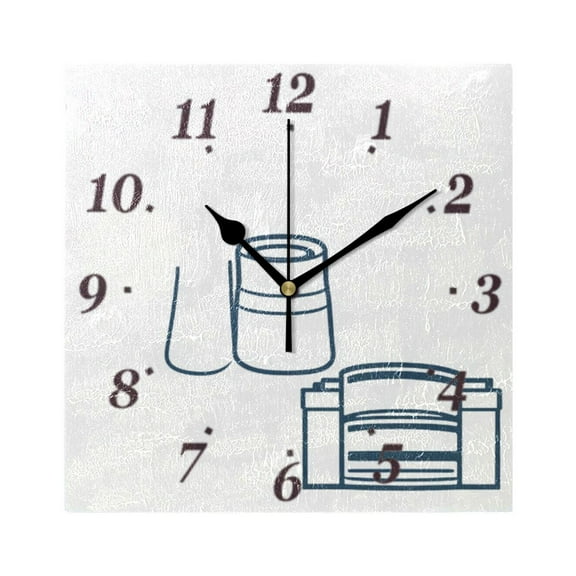 Minimalist Kitchen Utensils Wall Clock Square Clock Decoration Creative Clock Dual Use Black Pointer 7.78in