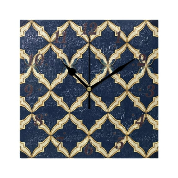 Moroccan Stripe Pattern Wall Clock Square Clock Decoration Creative Clock Dual Use Black Pointer 7.78in