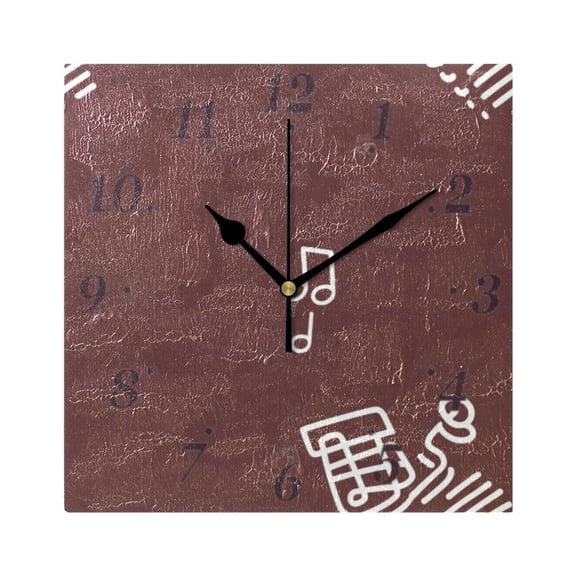 7.78in Musical Note Element Design Square Wall and Table Clock Dual Use Vintage Design in Black or Gold