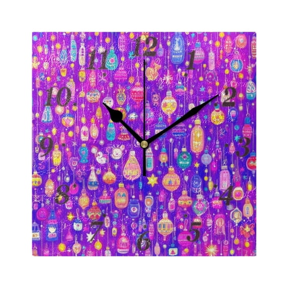 7.78in Neon Lanterns Pattern Square Wall and Table Clock Dual Use Vintage Design in Black or Gold