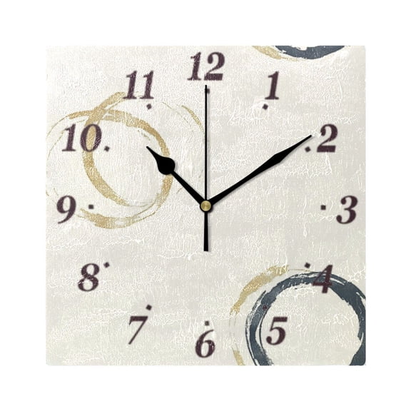 7.78in Overlapping Circles Square Wall and Table Clock Dual Use Vintage Design in Black or Gold