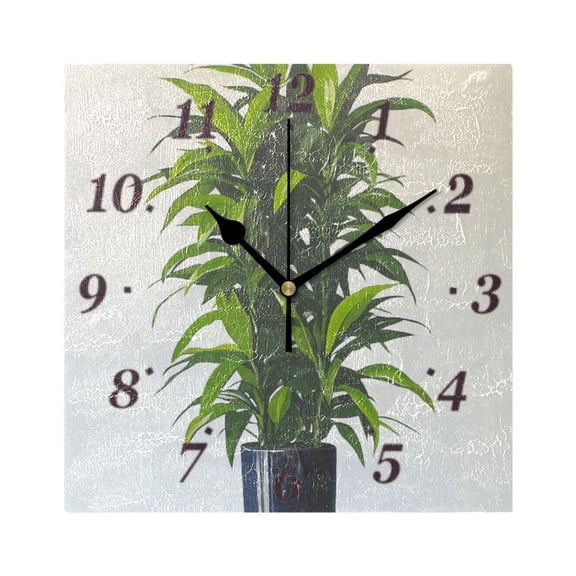 7.78in Painting Bonsai Square Wall and Table Clock Dual Use Vintage Design in Black or Gold