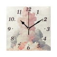 thumbnail image 1 of 7.78in Pink Clouds Square Wall and Table Clock Dual Use Vintage Design in Black or Gold, 1 of 10