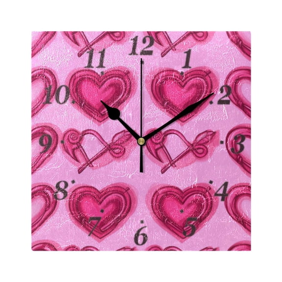 7.78in Pink Elements Romantic Square Wall and Table Clock Dual Use Vintage Design in Black or Gold