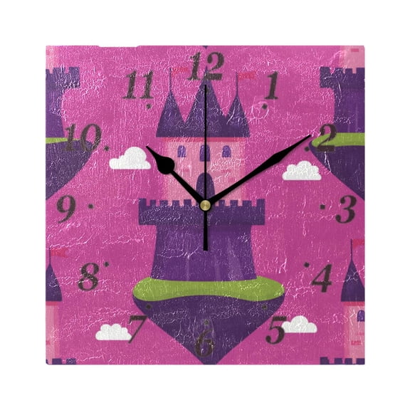 7.78in Pink Sky Island Square Wall and Table Clock Dual Use Vintage Design in Black or Gold