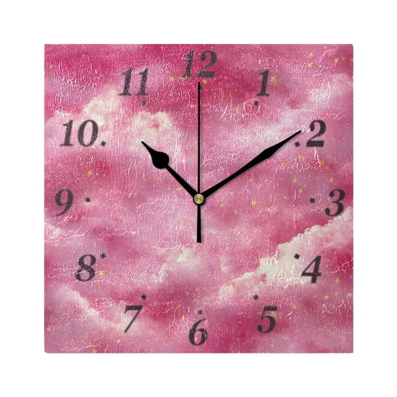 7.78in Pink Starry Sky Square Wall and Table Clock Dual Use Vintage Design in Black or Gold
