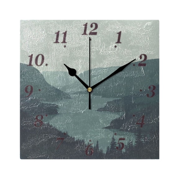 7.78in River and Forest Square Wall and Table Clock Dual Use Vintage Design in Black or Gold