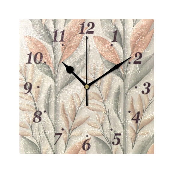 Sketched Grass Wall Clock Square Clock Decoration Creative Clock Dual Use Black Pointer 7.78in
