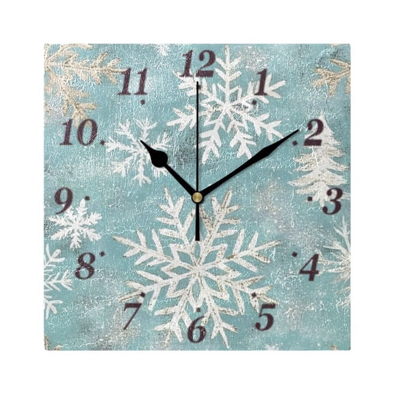 7.78in Snowflake Pattern Square Wall and Table Clock Dual Use Vintage Design in Black or Gold