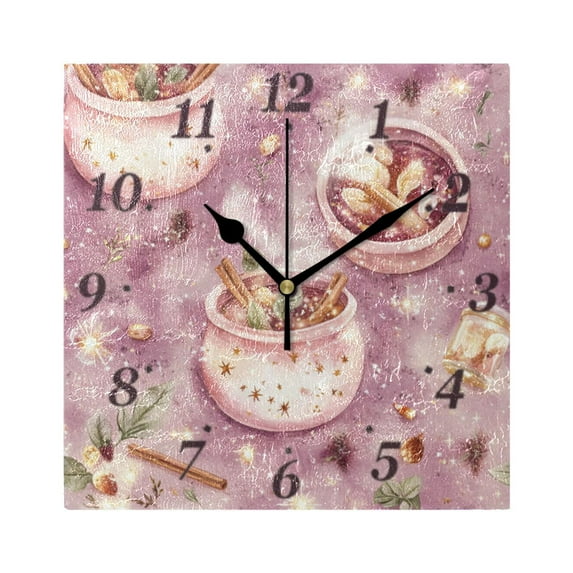 Sparkling Magic Pattern Wall Clock Square Clock Decoration Creative Clock Dual Use Black Pointer 7.78in