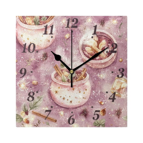 Sparkling Magic Pattern Wall Clock Square Clock Decoration Creative Clock Dual Use Black Pointer 7.78in