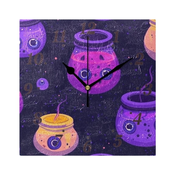 Spooky Eyeballs Wall Clock Square Clock Decoration Creative Clock Dual Use Black Pointer 7.78in