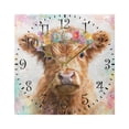 thumbnail image 1 of 7.78in Square Artistic Wall Clock Dual-Purpose Tabletop & Hanging Decor Silent Non-Ticking Clocks for Home Office Small Highland Cattle, 1 of 7