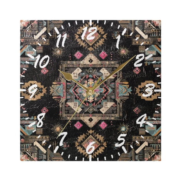 7.78in Square Artistic Wall Clock Dual-Purpose Tabletop & Hanging Decor Silent Non-Ticking Clocks for Home Office abstract Shapes Pattern