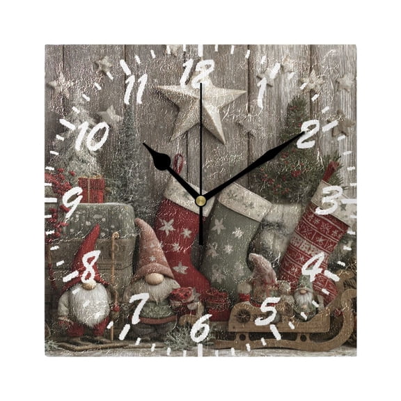 7.78in Square Artistic Wall Clock Dual-Purpose Tabletop & Hanging Decor Silent Non-Ticking Clocks for Home Office christmas Stocking Patterns