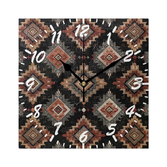 7.78in Square Artistic Wall Clock Dual-Purpose Tabletop & Hanging Decor Silent Non-Ticking Clocks for Home Office earthy Tones Rhombus Shape