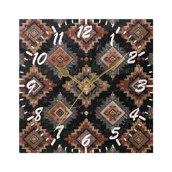 7.78in Square Artistic Wall Clock Dual-Purpose Tabletop & Hanging Decor Silent Non-Ticking Clocks for Home Office earthy Tones Rhombus Shape