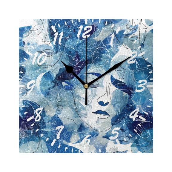 7.78in Square Artistic Wall Clock Dual-Purpose Tabletop & Hanging Decor Silent Non-Ticking Clocks for Home Office ethereal Dreamlike Elements