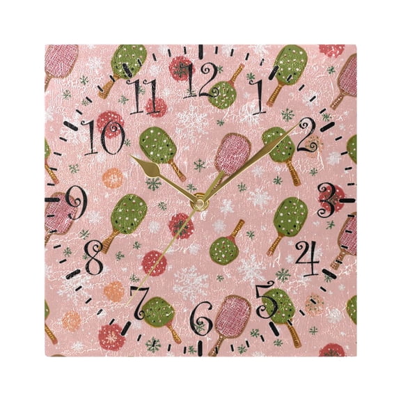 7.78in Square Artistic Wall Clock Dual-Purpose Tabletop & Hanging Decor Silent Non-Ticking Clocks for Home Office snowflake Racket Pattern