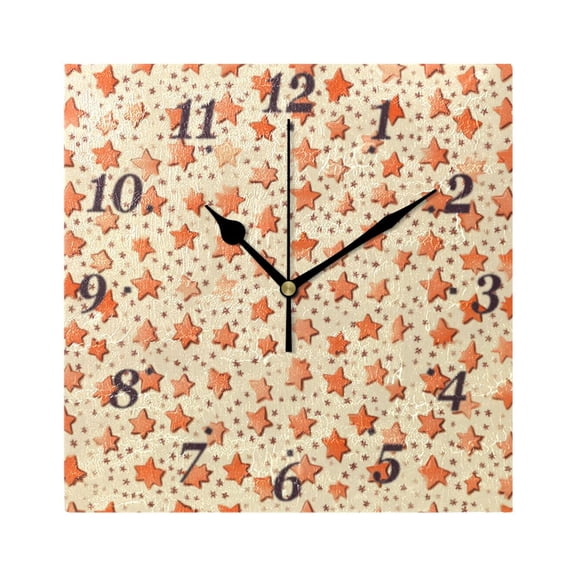 Stars Pattern Wall Clock Square Clock Decoration Creative Clock Dual Use Black Pointer 7.78in