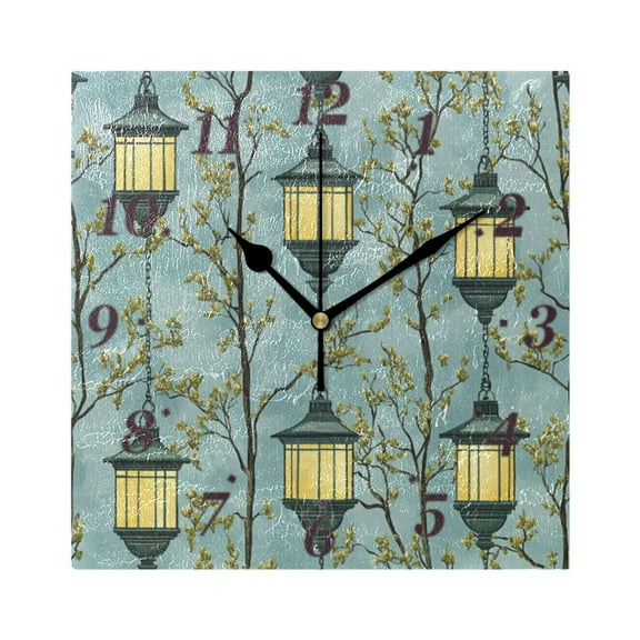 Street Lamp Wall Clock Square Clock Decoration Creative Clock Dual Use Black Pointer 7.78in