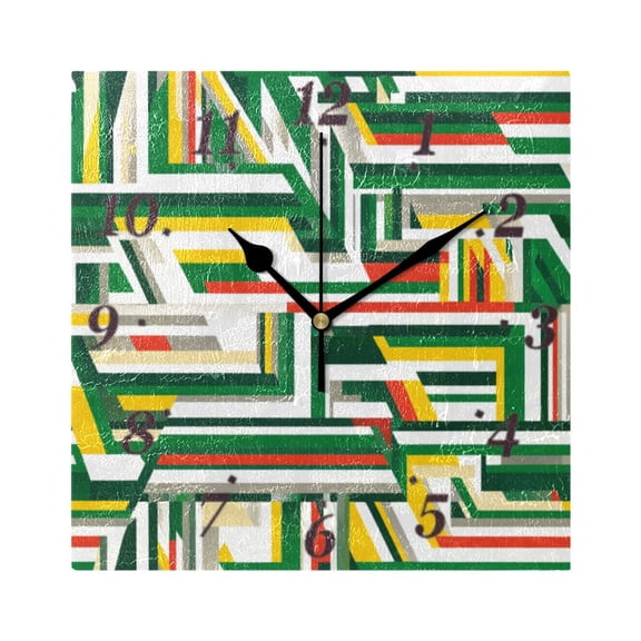 Stylized Line Design Wall Clock Square Clock Decoration Creative Clock Dual Use Black Pointer 7.78in