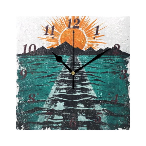 Sunrise Wall Clock Square Clock Decoration Creative Clock Dual Use Black Pointer 7.78in