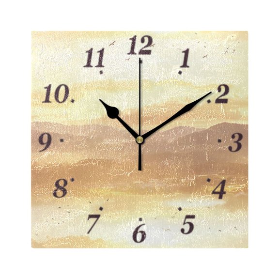 Sunset Landscape Wall Clock Square Clock Decoration Creative Clock Dual Use Black Pointer 7.78in