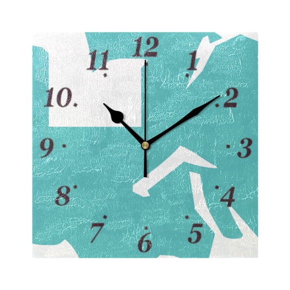 7.78in Teal Abstract Design Square Wall and Table Clock Dual Use Vintage Design in Black or Gold