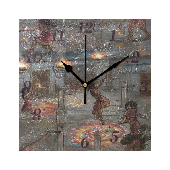 The Dancing Girl Wall Clock Square Clock Decoration Creative Clock Dual Use Black Pointer 7.78in