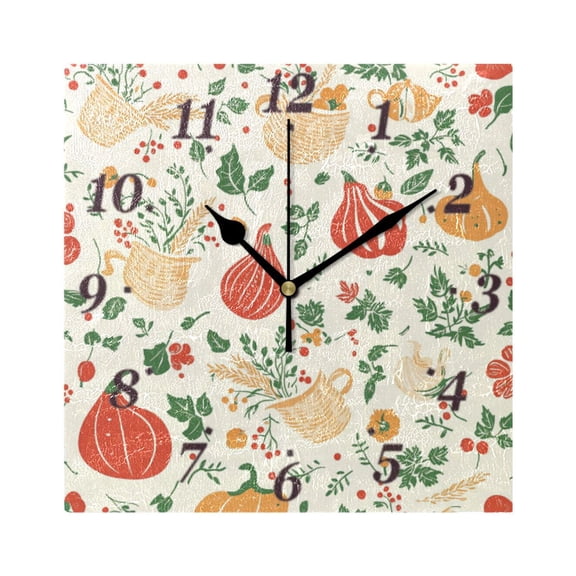 Vegetables Wall Clock Square Clock Decoration Creative Clock Dual Use Black Pointer 7.78in