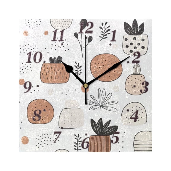 Vibrant Floral Brush Strokes Wall Clock Square Clock Decoration Creative Clock Dual Use Black Pointer 7.78in